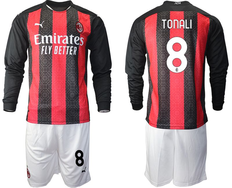 Men 2020-2021 club AC milan home long sleeve #8 red Soccer Jerseys->ac milan jersey->Soccer Club Jersey